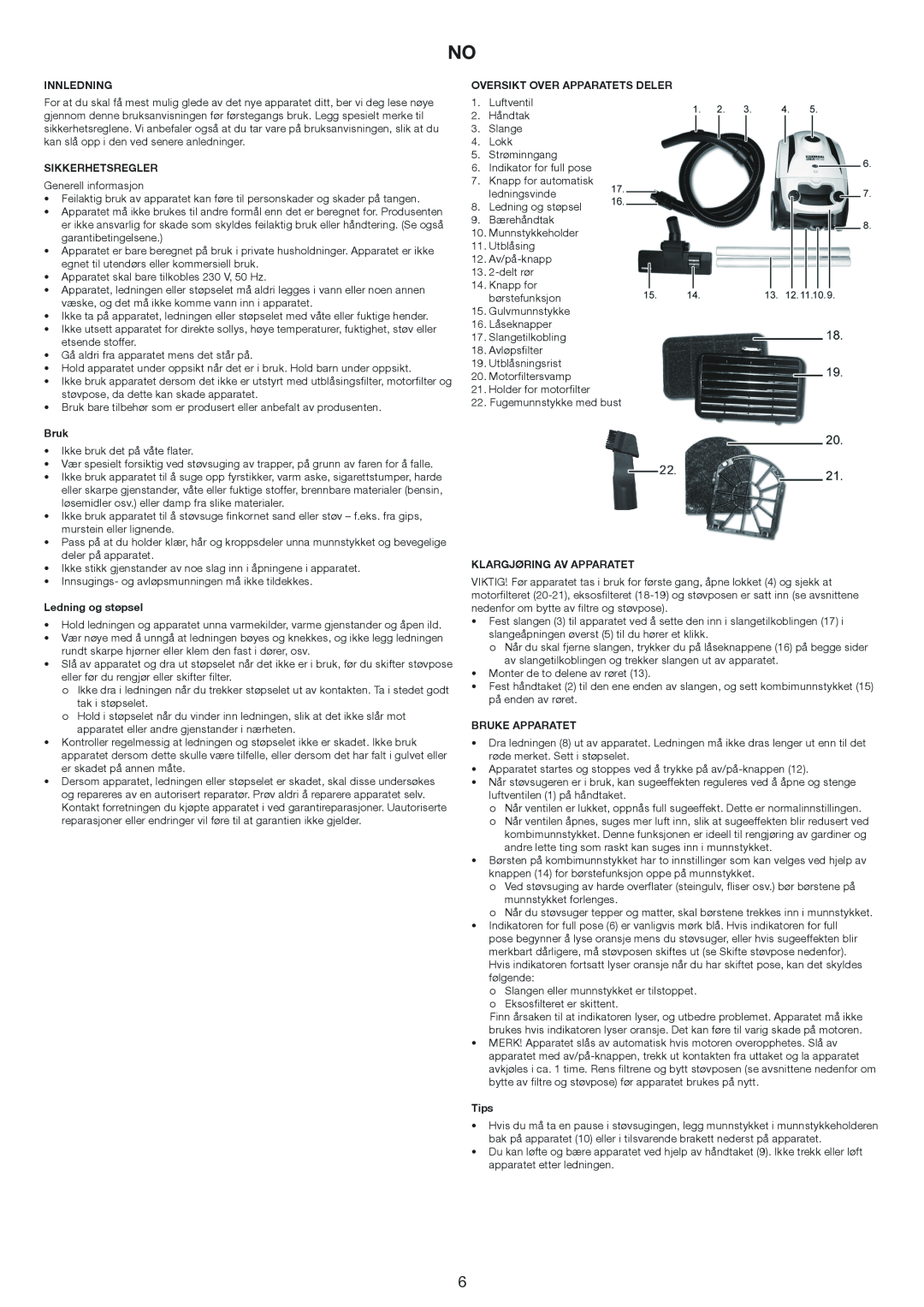 Melissa 640-206 Innledning, Sikkerhetsregler, Ledning og støpsel, Oversikt Over Apparatets Deler, Bruke Apparatet 