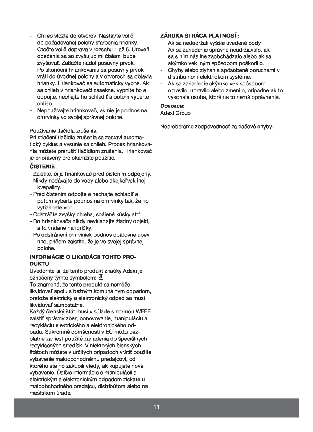 Melissa 643-109 manual Čistenie, Informácie O Likvidácii Tohto Pro- Duktu, Záruka Stráca Platnosť, Dovozca 