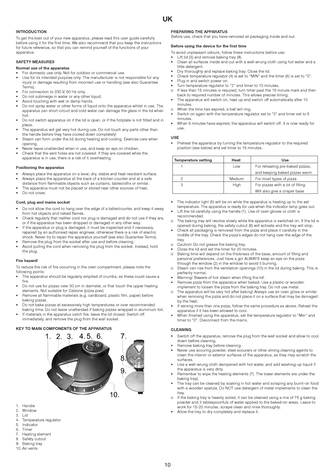 Melissa 643-192 manual Introduction, Safety Measures, KEY to Main Components of the Apparatus, Preparing the Apparatus, Use 