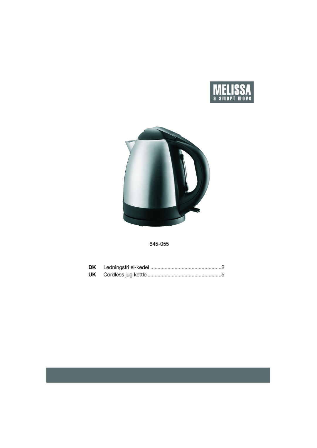 Melissa 645-055 manual Ledningsfri el-kedel, Cordless jug kettle 