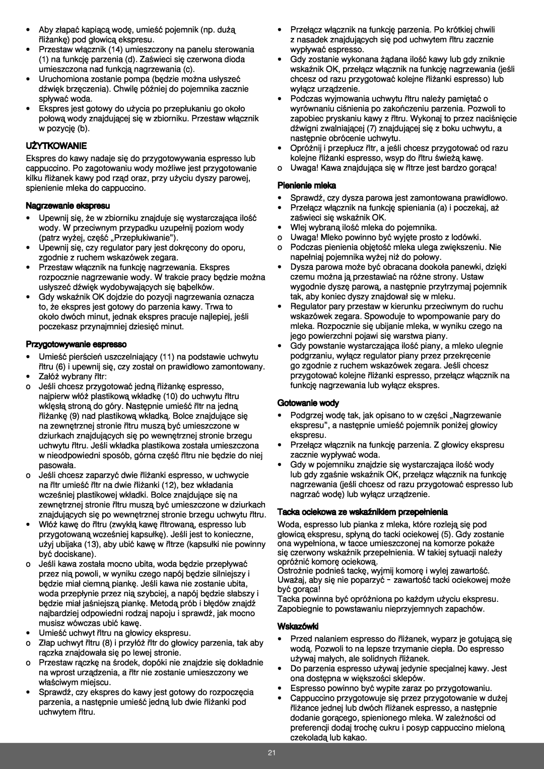 Melissa 645-079 manual Przestaw w∏àcznik 14 umieszczony na panelu sterowania 