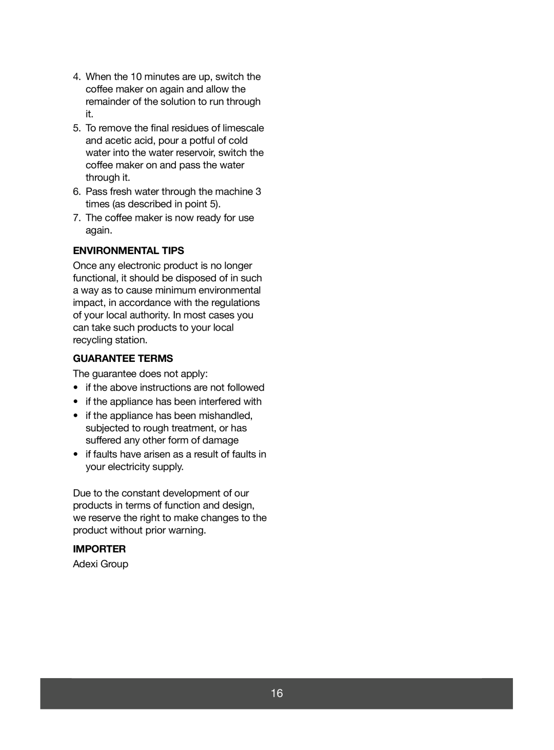Melissa 645-085 manual Environmental Tips, Guarantee Terms, Importer 
