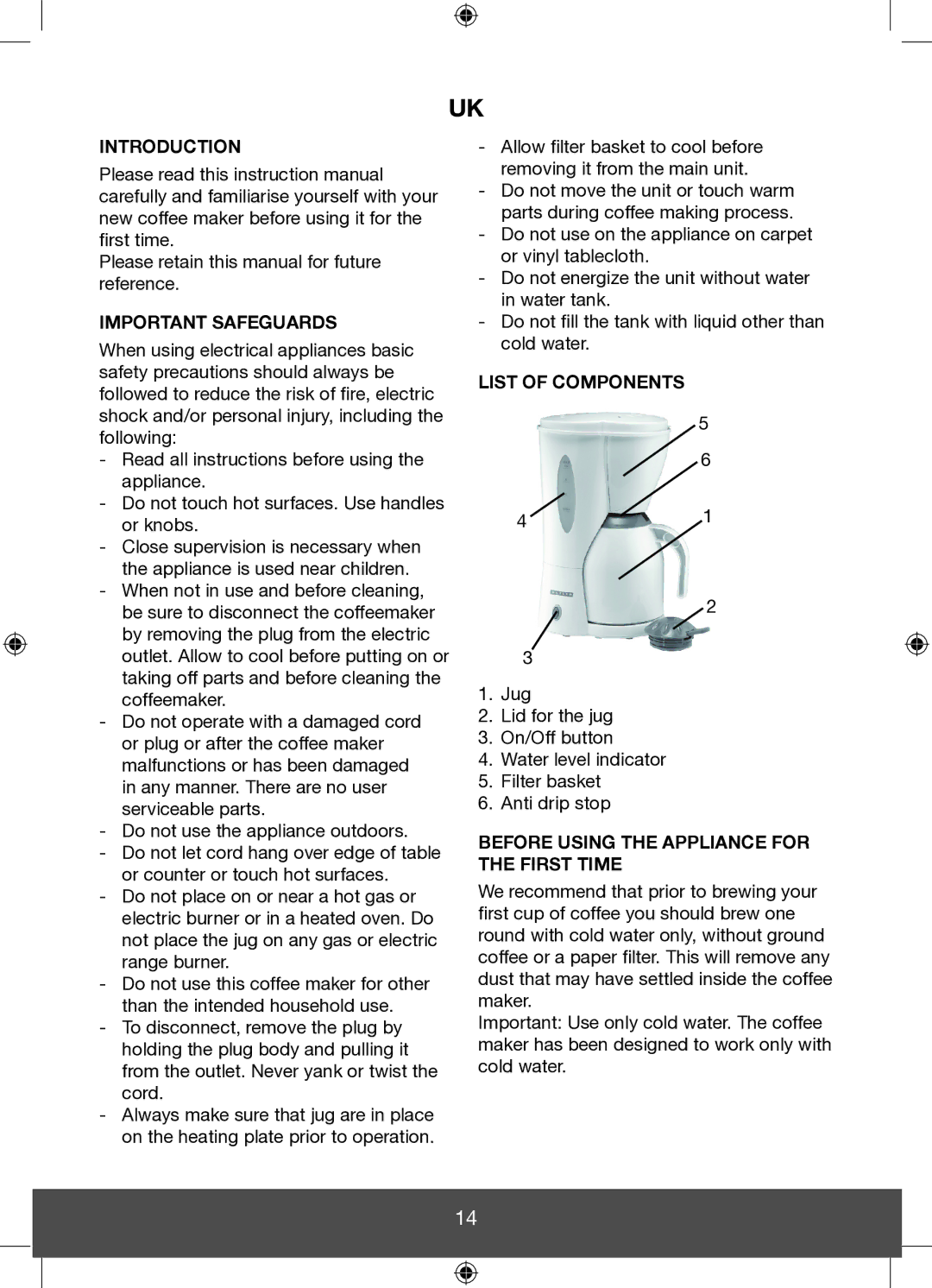 Melissa 645-088 Introduction, Please retain this manual for future reference, Important Safeguards, List of Components 