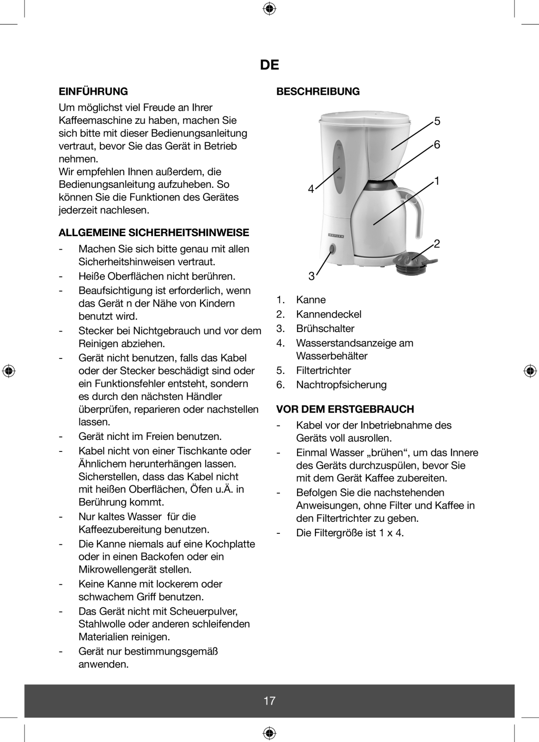 Melissa 645-088 manual Einführung, Allgemeine Sicherheitshinweise, Beschreibung, VOR DEM Erstgebrauch 