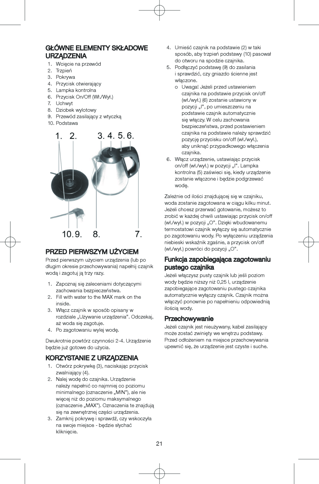 Melissa 645-244 manual Główneelementy Składoweurządzenia, Przed Pierwszym Użyciem, Korzystaniez Urządzenia, Przechowywanie 
