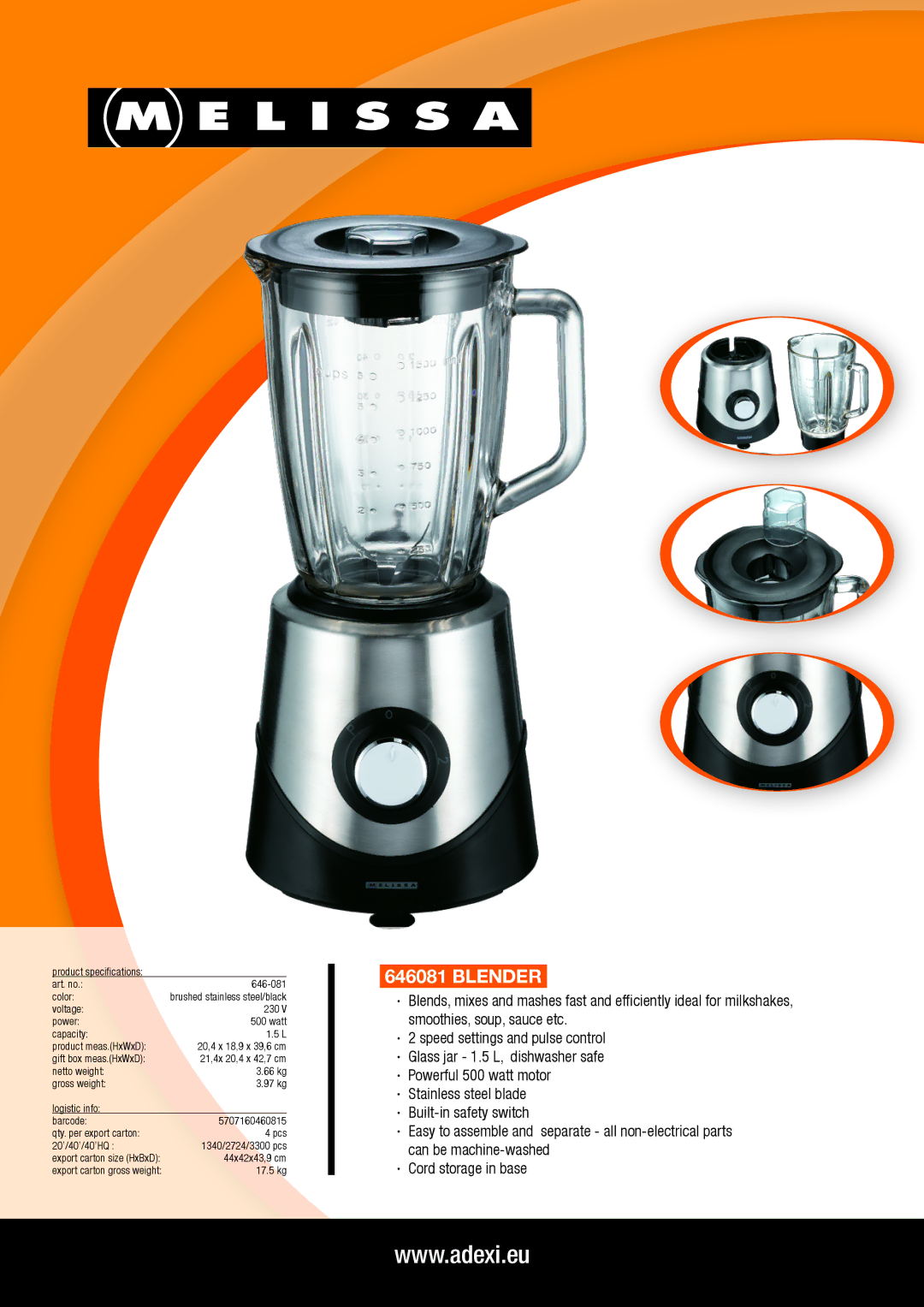 Melissa 646081 manual Blender 