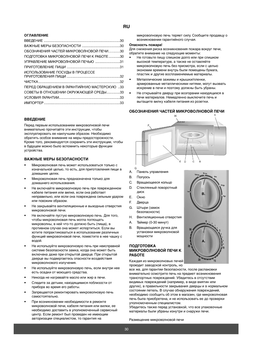 Melissa 653-067/068 manual Введение, Важные Меры Безопасности, Обозначения Частей Микроволновой Печи, Оглabлehие 