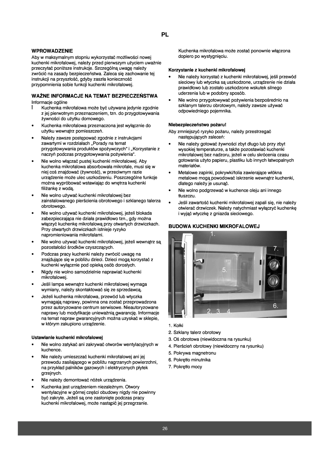 Melissa 653-070, 653-071 manual Wprowadzenie, Wa˚Ne Informacje Na Temat Bezpiecze¡Stwa, Budowa Kuchenki Mikrofalowej 
