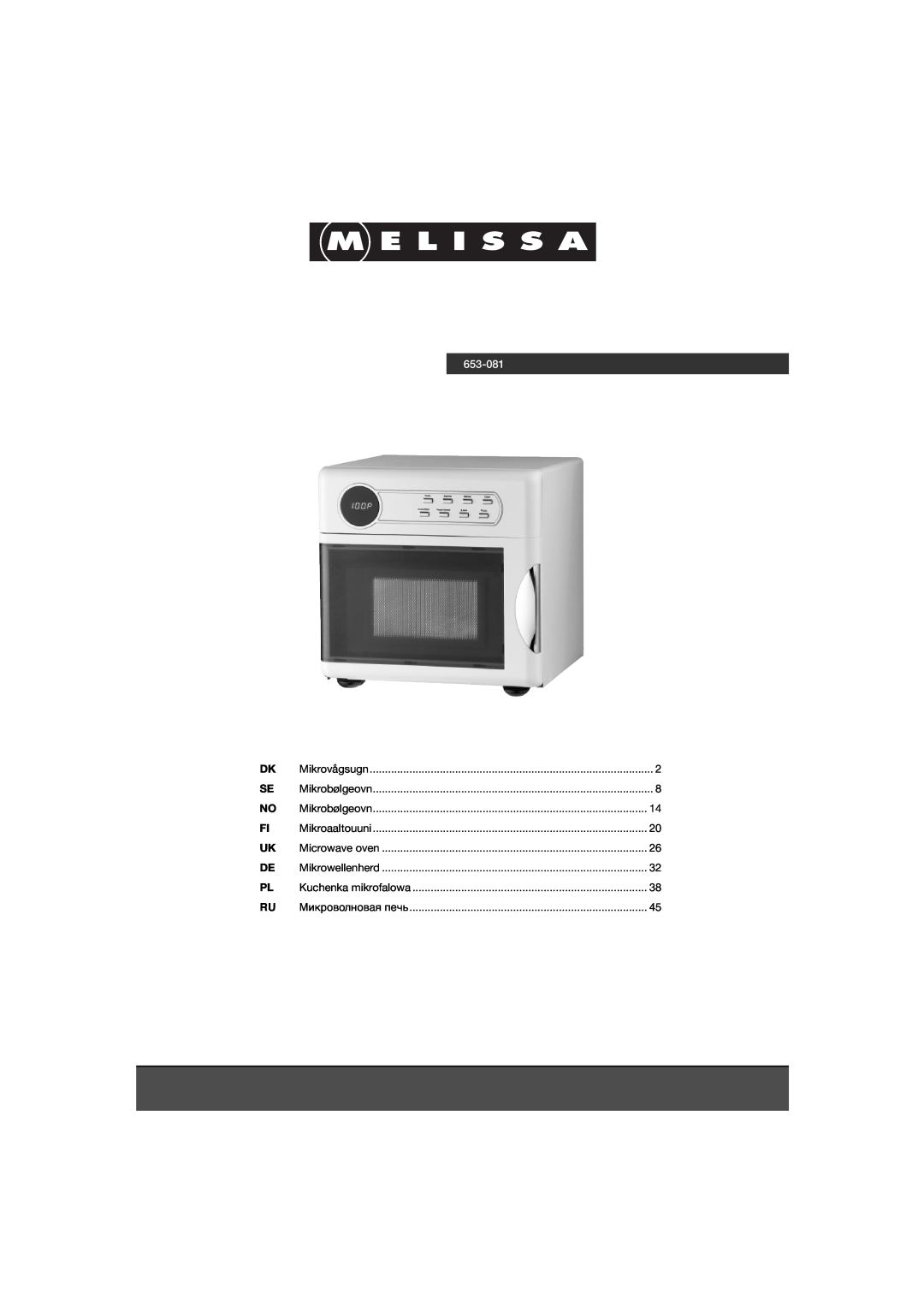 Melissa 653-081 manual Mikrovågsugn, Mikrobølgeovn, Mikroaaltouuni, Microwave oven, Mikrowellenherd, Kuchenka mikrofalowa 