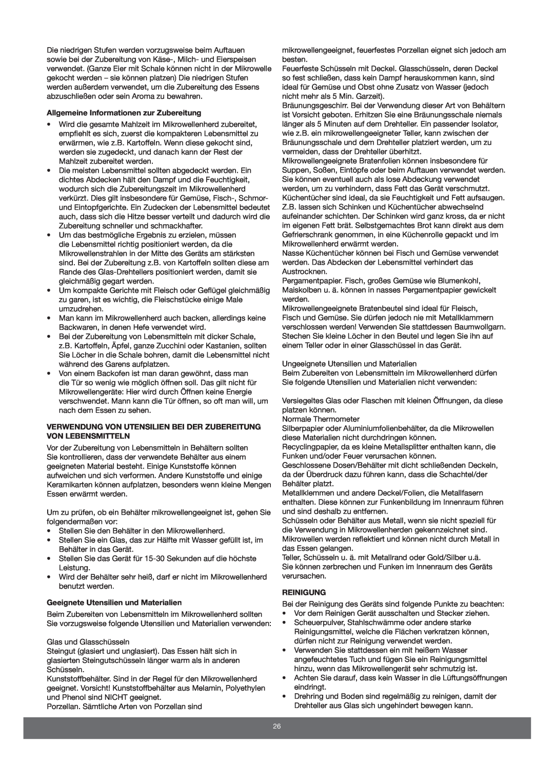 Melissa 653-089 manual Allgemeine Informationen zur Zubereitung, Geeignete Utensilien und Materialien, Reinigung 