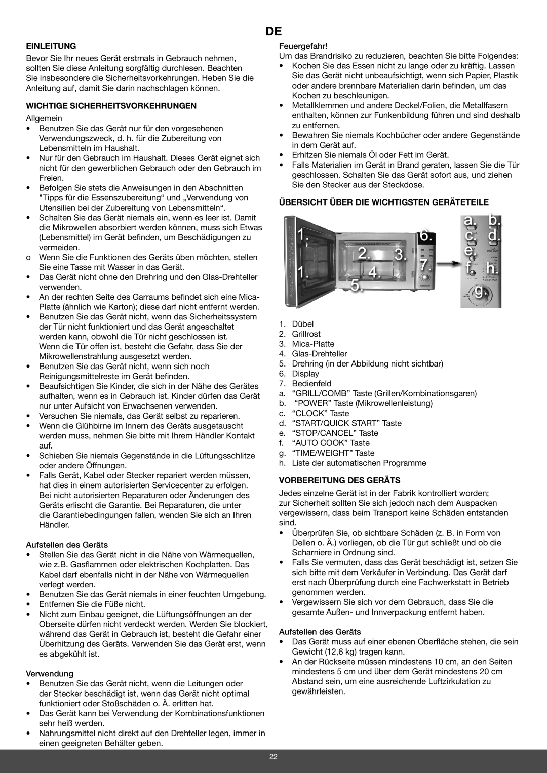 Melissa 653-092/093 manual Einleitung, Wichtige Sicherheitsvorkehrungen, Übersicht Über DIE Wichtigsten Geräteteile 