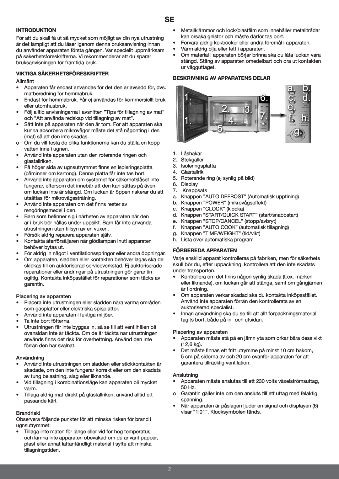 Melissa 653-094 manual Introduktion, Viktiga Säkerhetsföreskrifter, Beskrivning Av Apparatens Delar, Förbereda Apparaten 