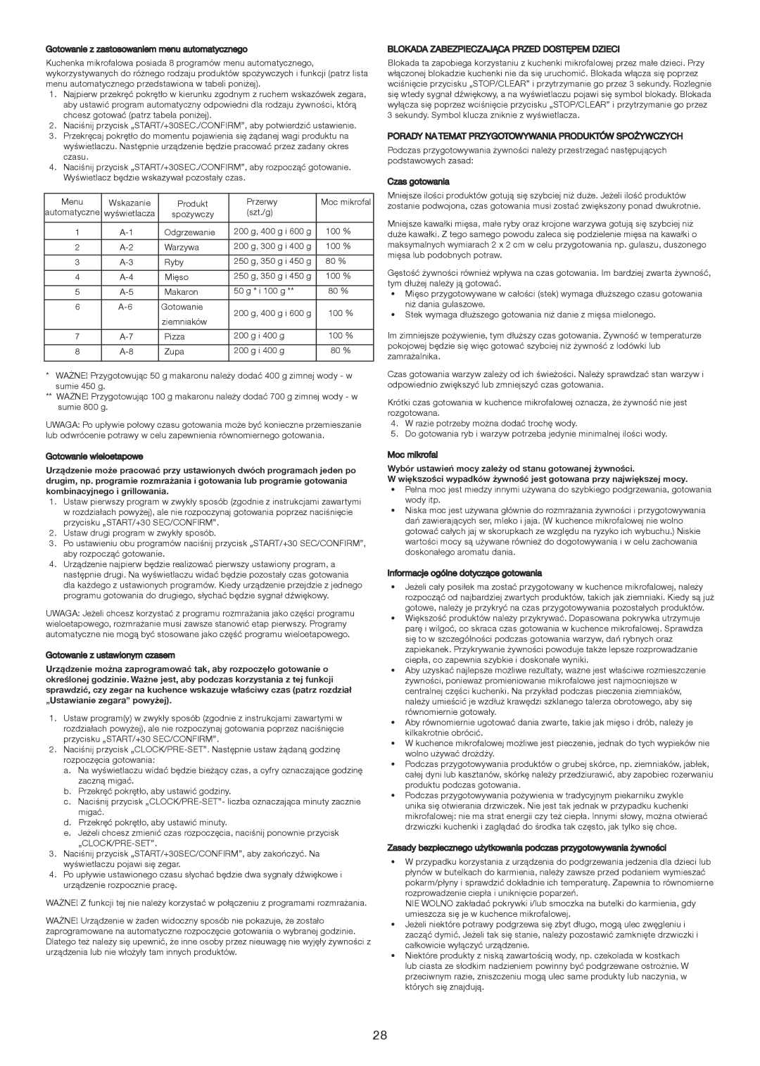 Melissa 653-122 manual Blokada Zabezpieczająca Przed Dostępem Dzieci 