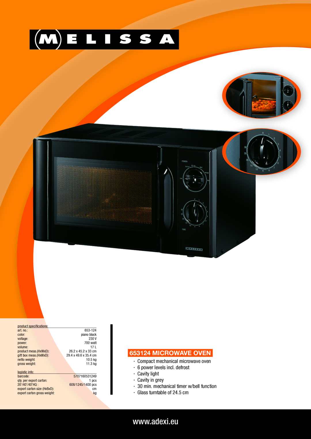 Melissa 653124 manual Microwave oven 