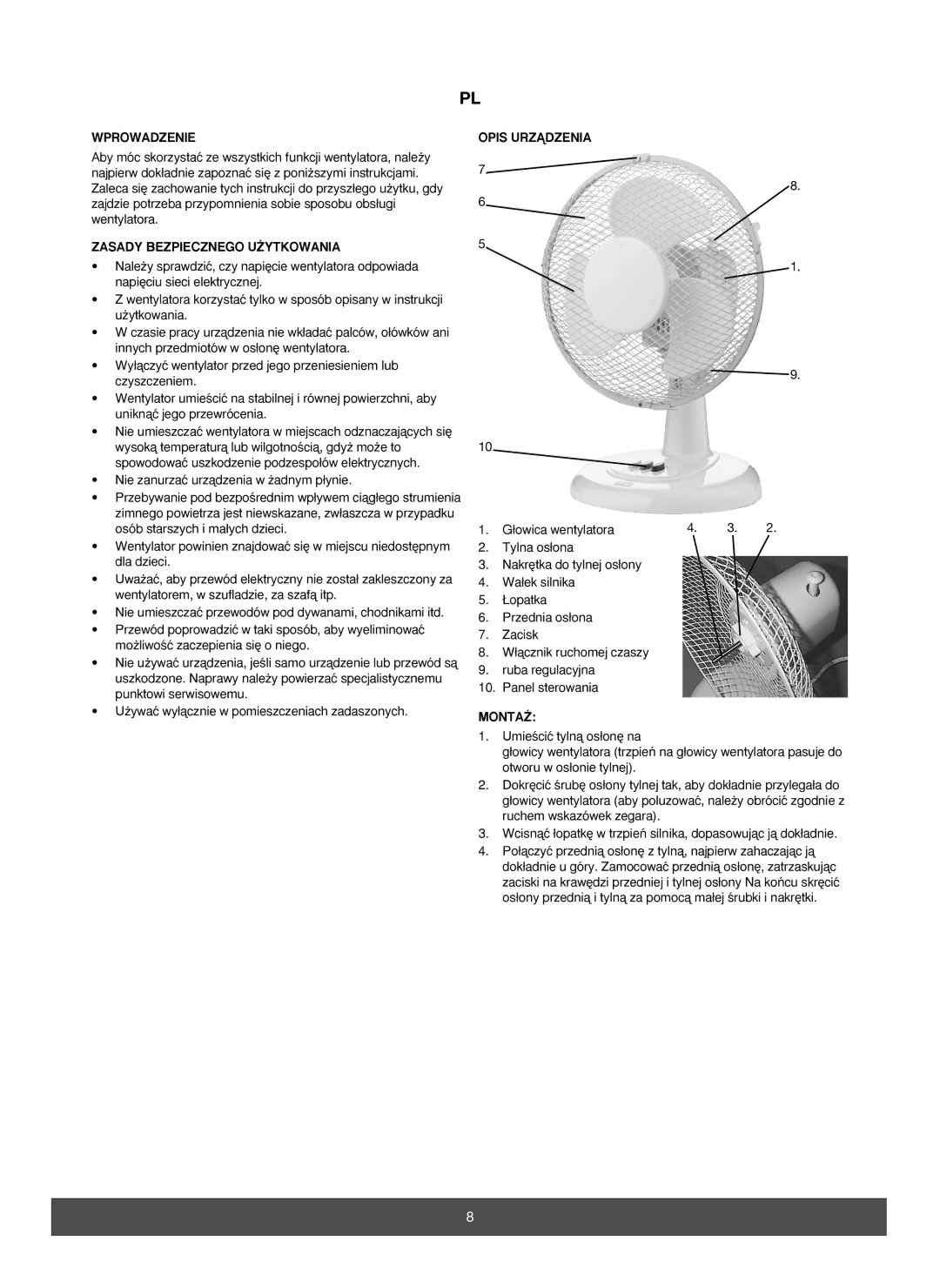 Melissa 671-105 manual Wprowadzenie, Zasady Bezpiecznego U˚YTKOWANIA, Opis Urzñdzenia, Monta˚ 