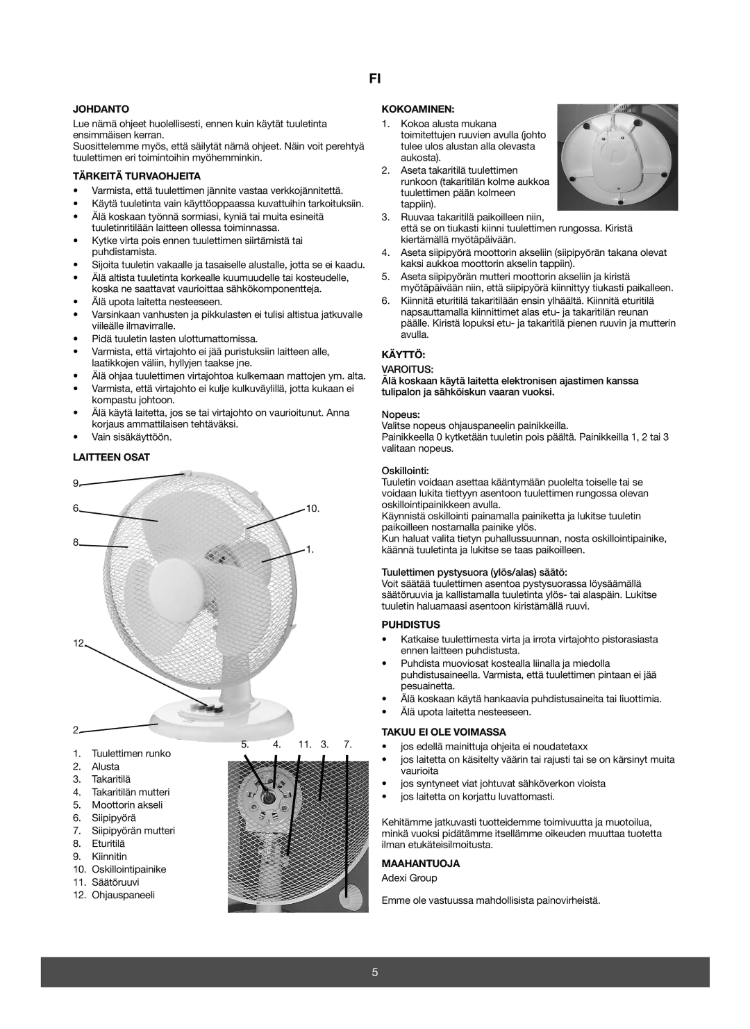 Melissa 671-106 manual Johdanto, Tärkeitä Turvaohjeita, Laitteen Osat, Kokoaminen, Käyttö, Puhdistus, Takuu EI OLE Voimassa 