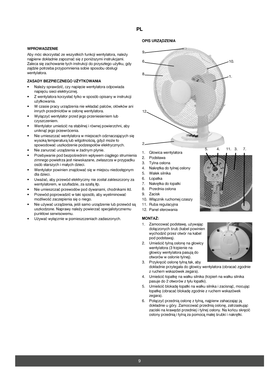 Melissa 671-106 manual Wprowadzenie, Zasady Bezpiecznego U˚YTKOWANIA, Opis Urzñdzenia, Monta˚ 