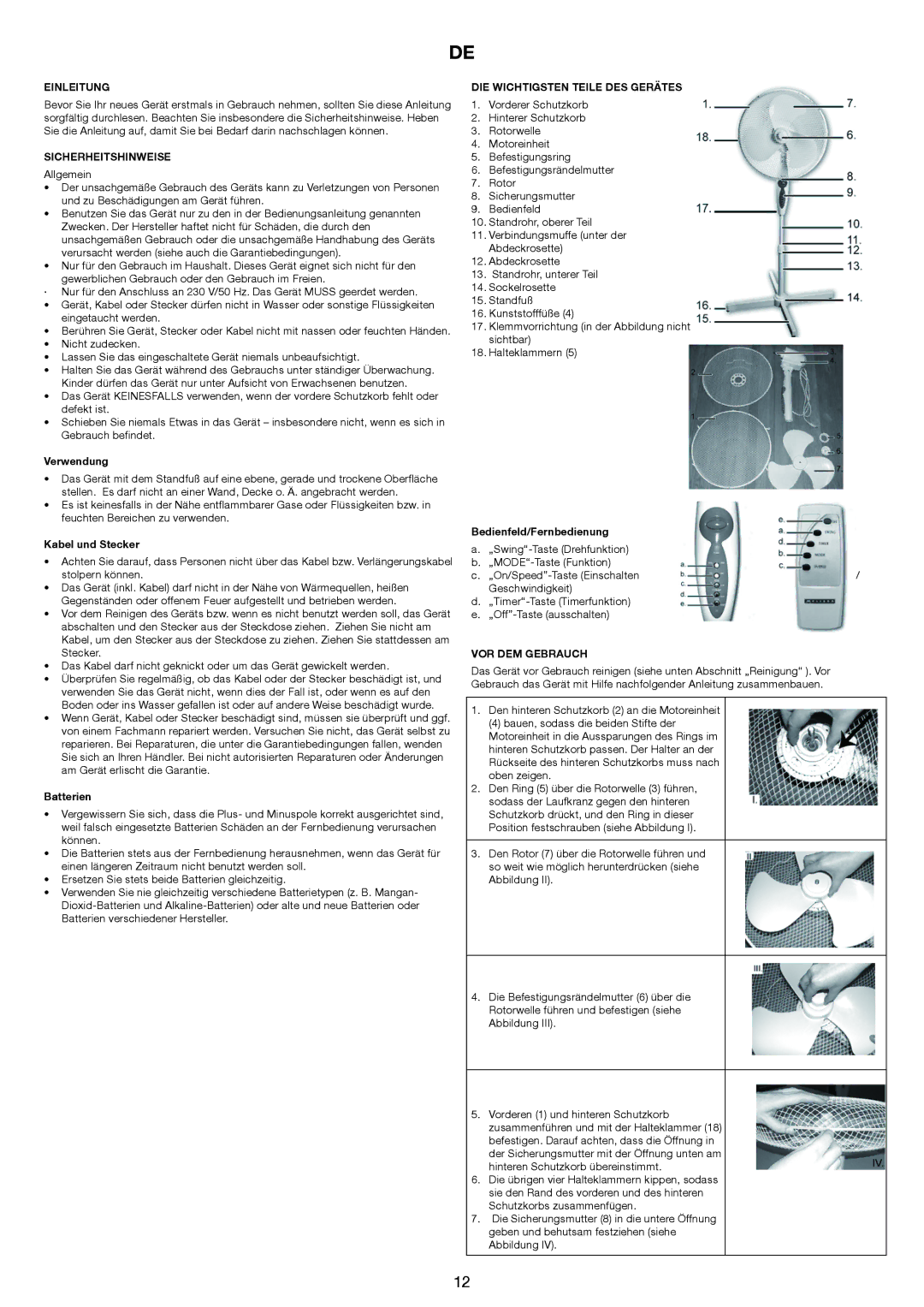 Melissa 671-121 manual Einleitung, Sicherheitshinweise, DIE Wichtigsten Teile DES Gerätes, VOR DEM Gebrauch 