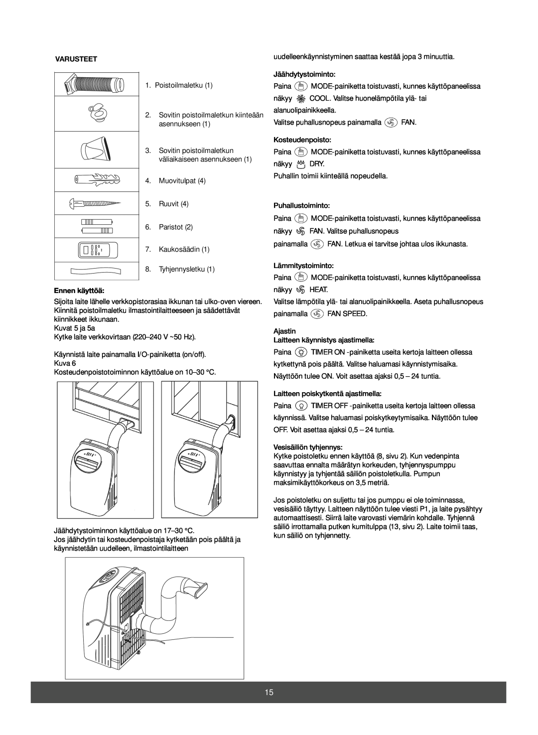 Melissa 673-003 manual Varusteet, Ennen käyttöä 