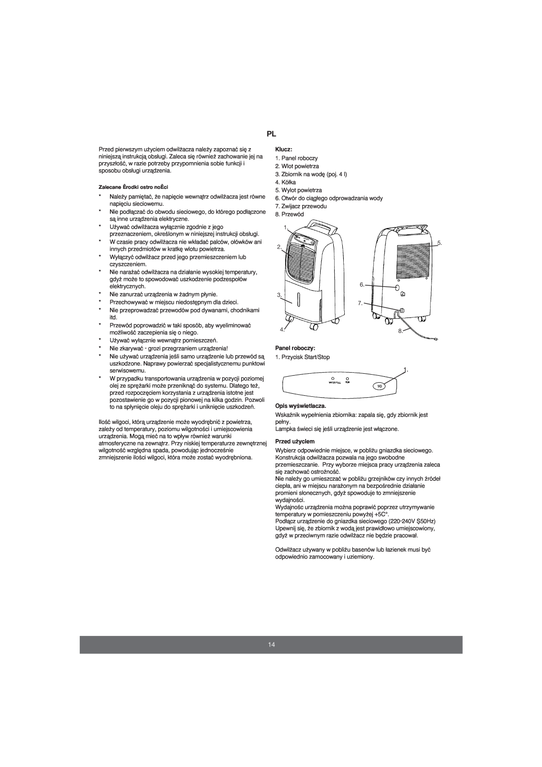 Melissa 676-001 manual Klucz, Panel roboczy, Opis wyÊwietlacza, Przed u˝yciem 
