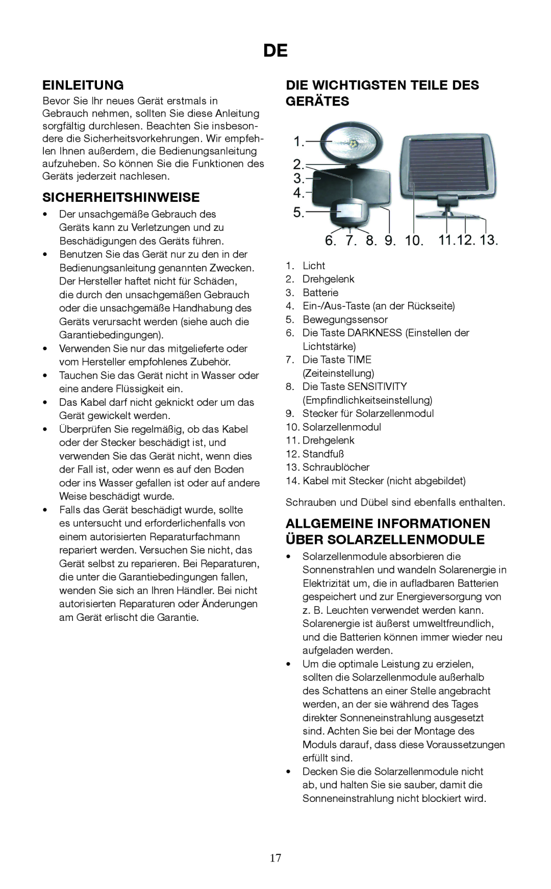 Melissa 677-001 manual Einleitung, Sicherheitshinweise, DIE Wichtigsten Teile DES Gerätes 