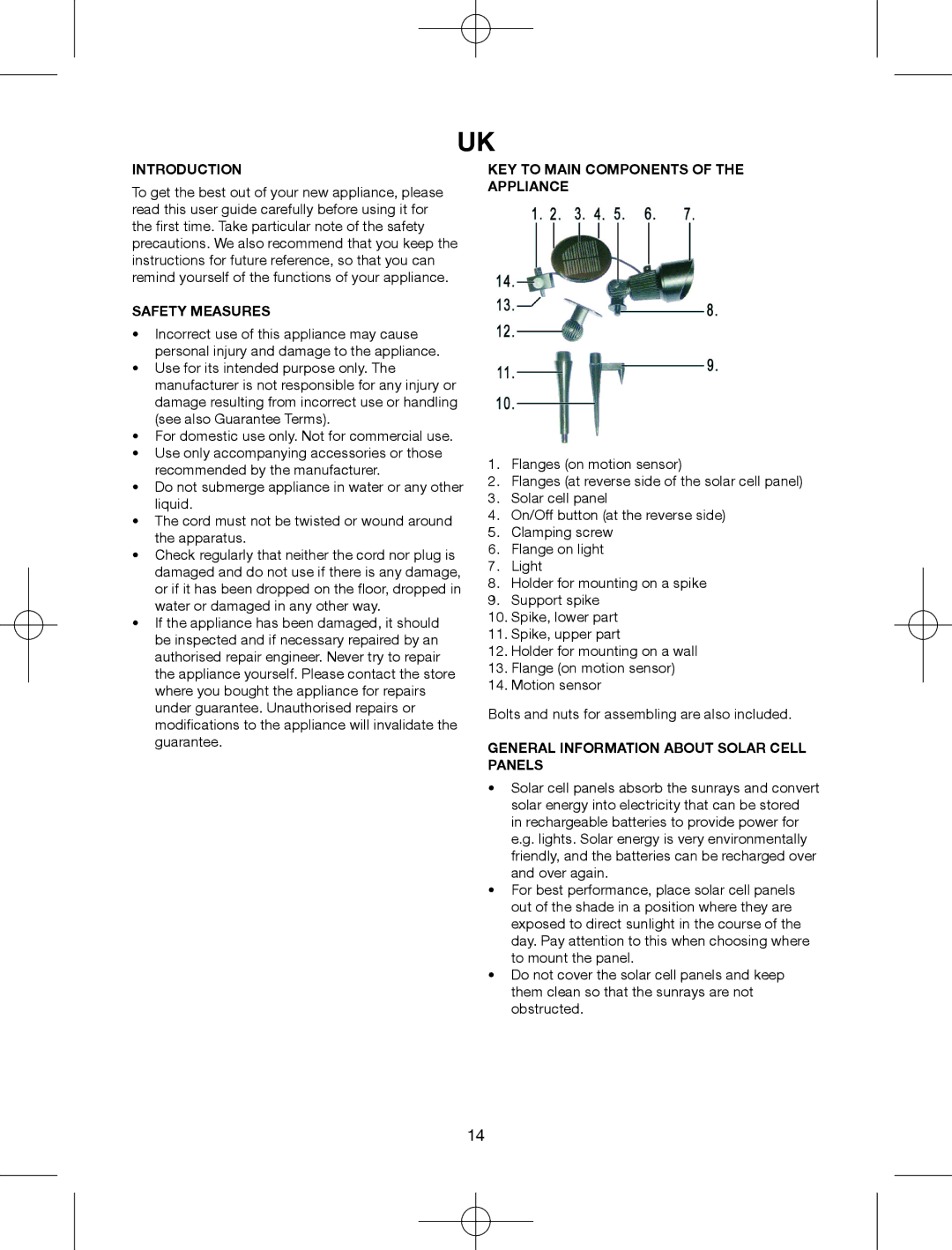 Melissa 677-002 manual Introduction, Safety Measures, KEY to Main Components of the Appliance 