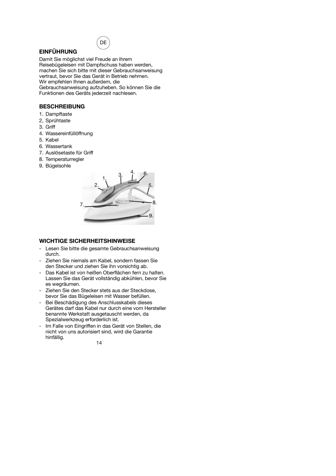 Melissa 741-043 manual Einführung, Beschreibung, Wichtige Sicherheitshinweise 