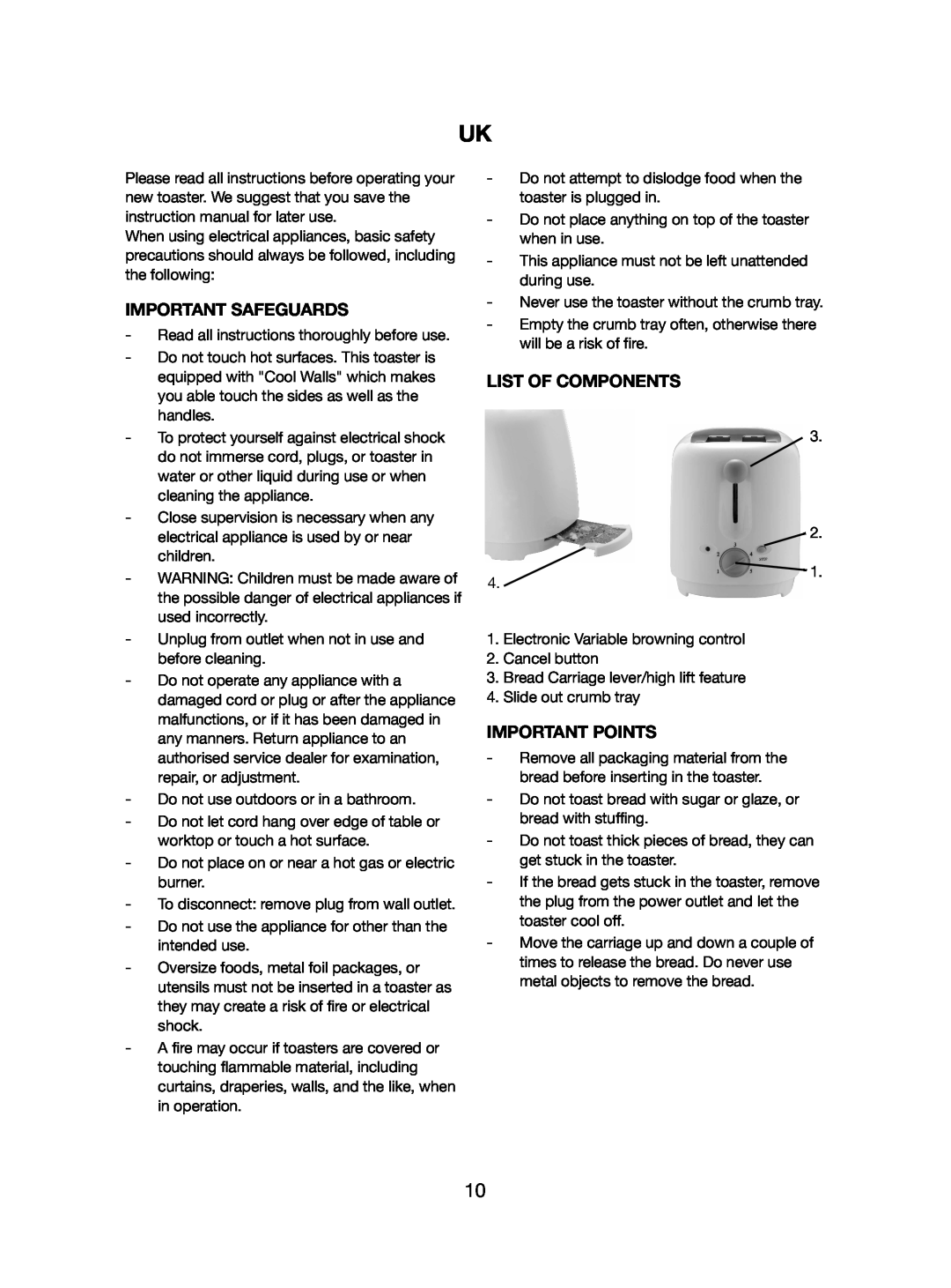 Melissa 743-196 manual Important Safeguards, List Of Components, Important Points 
