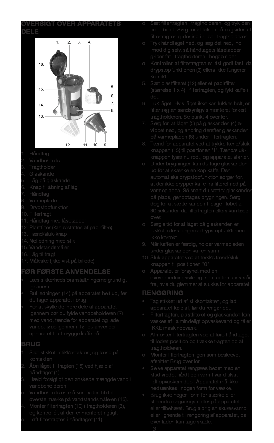 Melissa 745-190 manual Oversigt Over Apparatets Dele, Før Første Anvendelse, Brug, Rengøring 