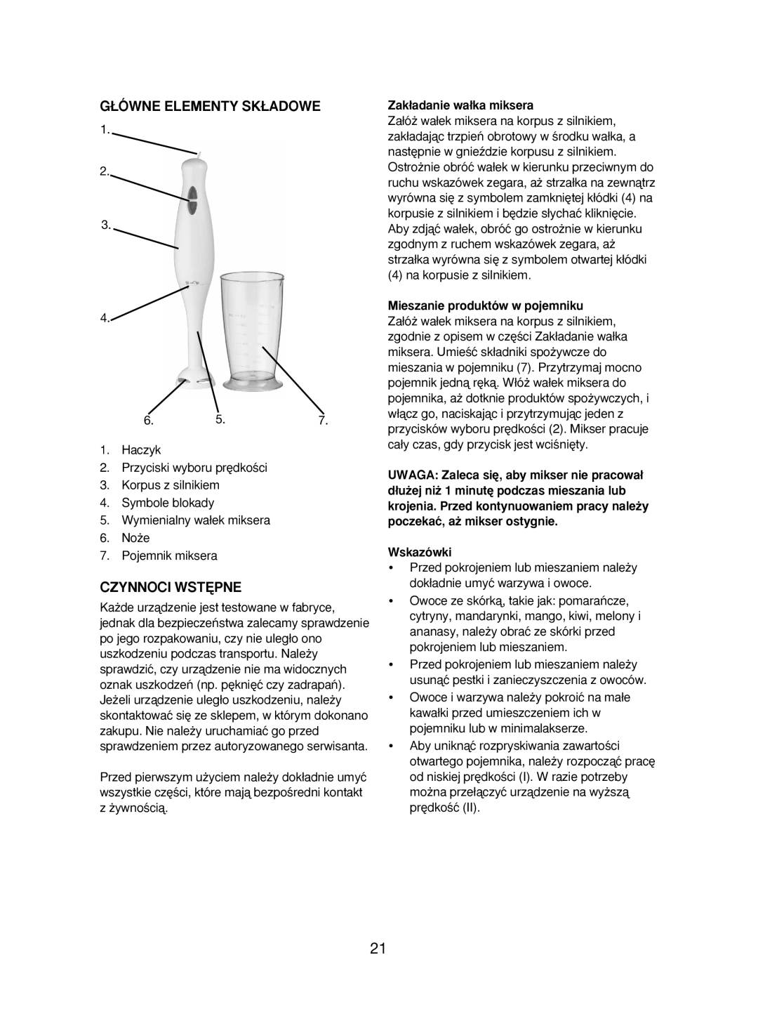 Melissa 746-086 manual ¸ÓWNE Elementy SK¸ADOWE, Czynnoci WST¢PNE, Na korpusie z silnikiem 