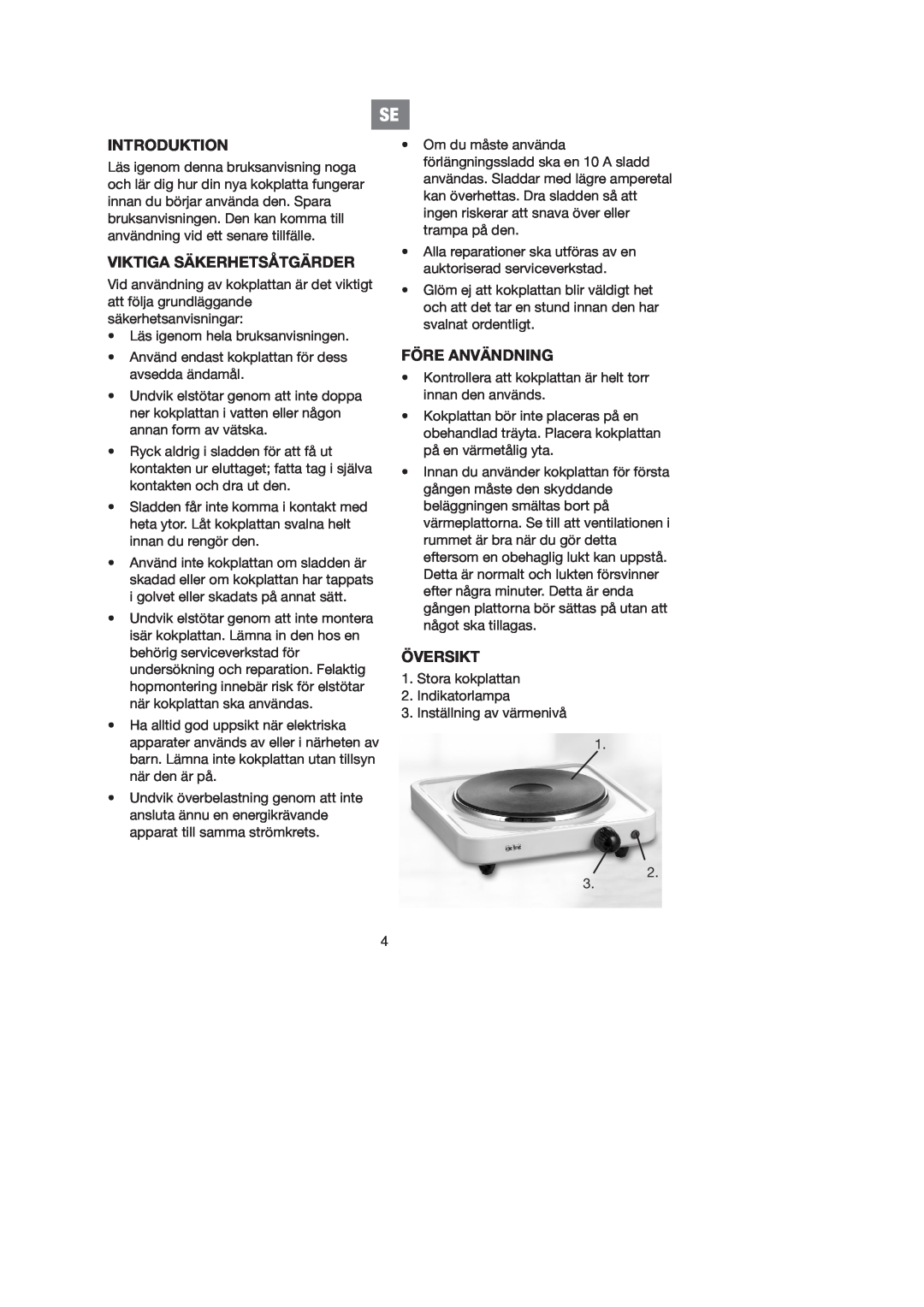 Melissa 750-026 manual Viktiga Säkerhetsåtgärder, Före Användning, Översikt, Introduktion 