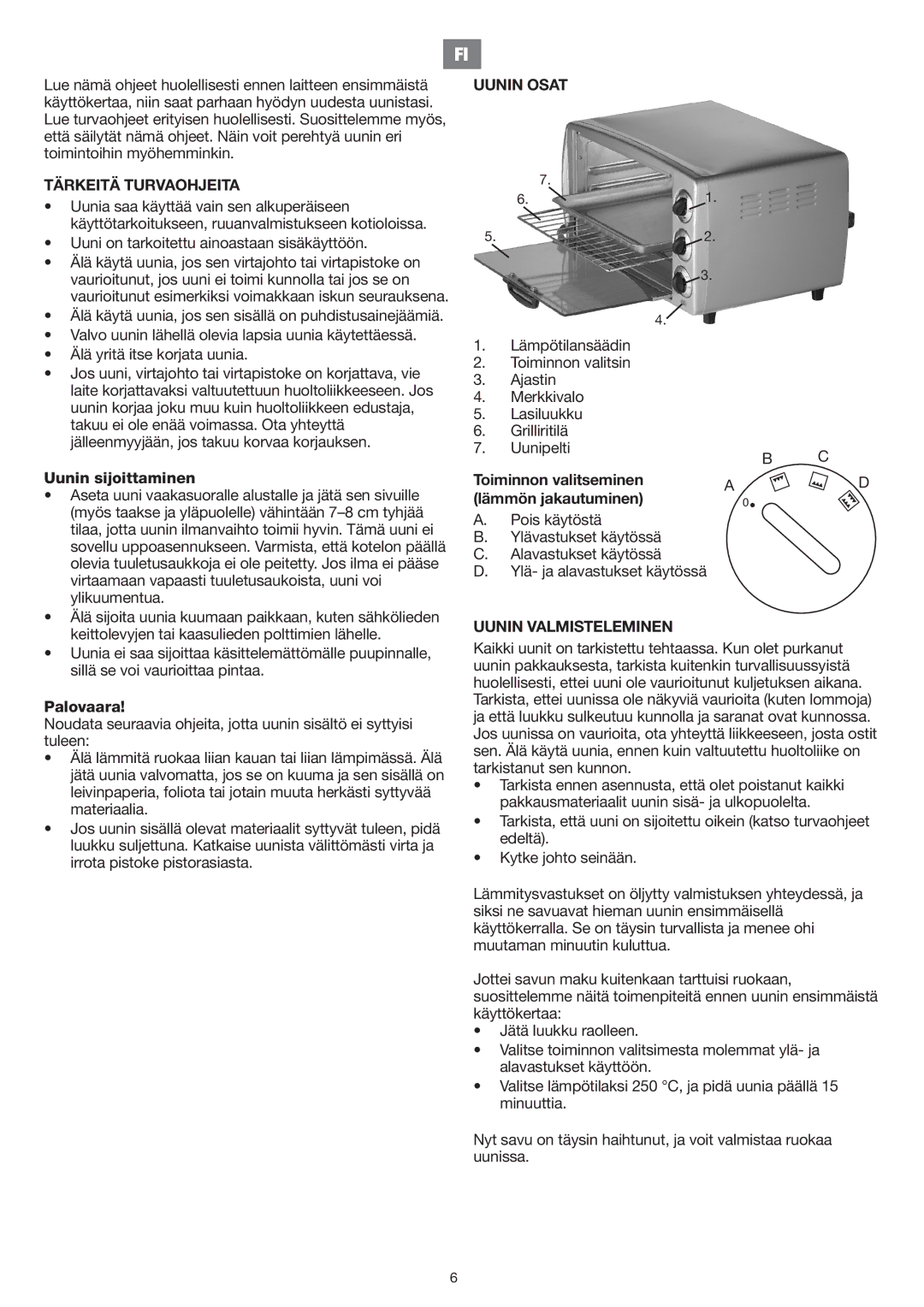 Melissa 751-081 manual Tärkeitä Turvaohjeita, Uunin Osat, Uunin Valmisteleminen 