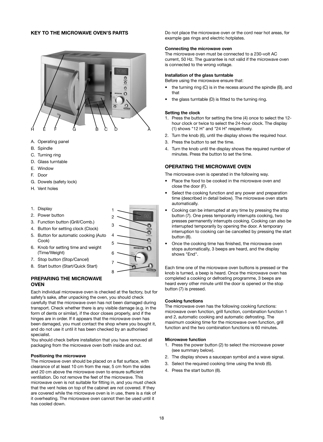 Melissa 753-087 manual KEY to the Microwave OVEN’S Parts, Preparing the Microwave Oven, Operating the Microwave Oven 