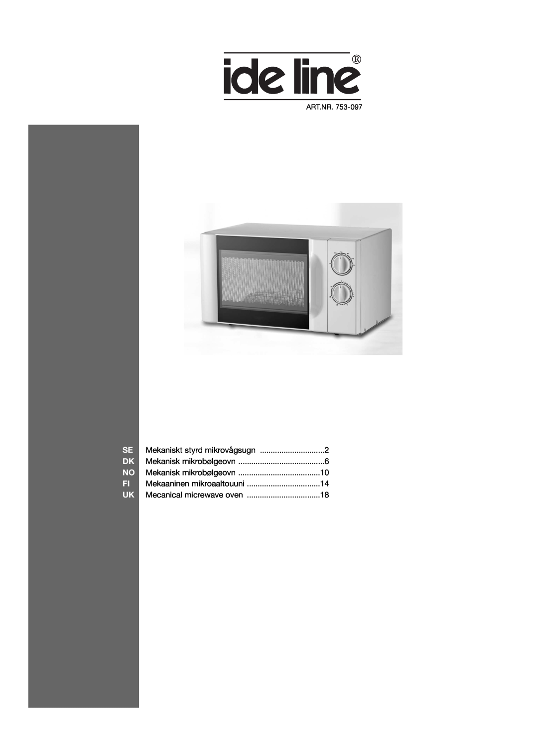 Melissa 753-097 manual Mekaniskt styrd mikrovågsugn, Mekanisk mikrobølgeovn, Mekaaninen mikroaaltouuni 