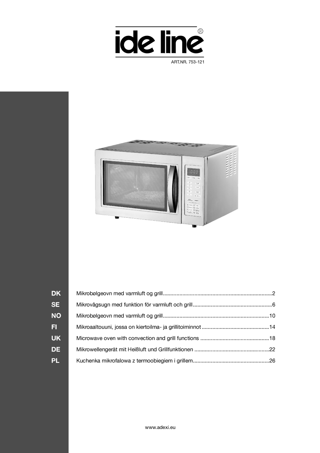 Melissa 753-121 manual Microwave oven with convection and grill functions 