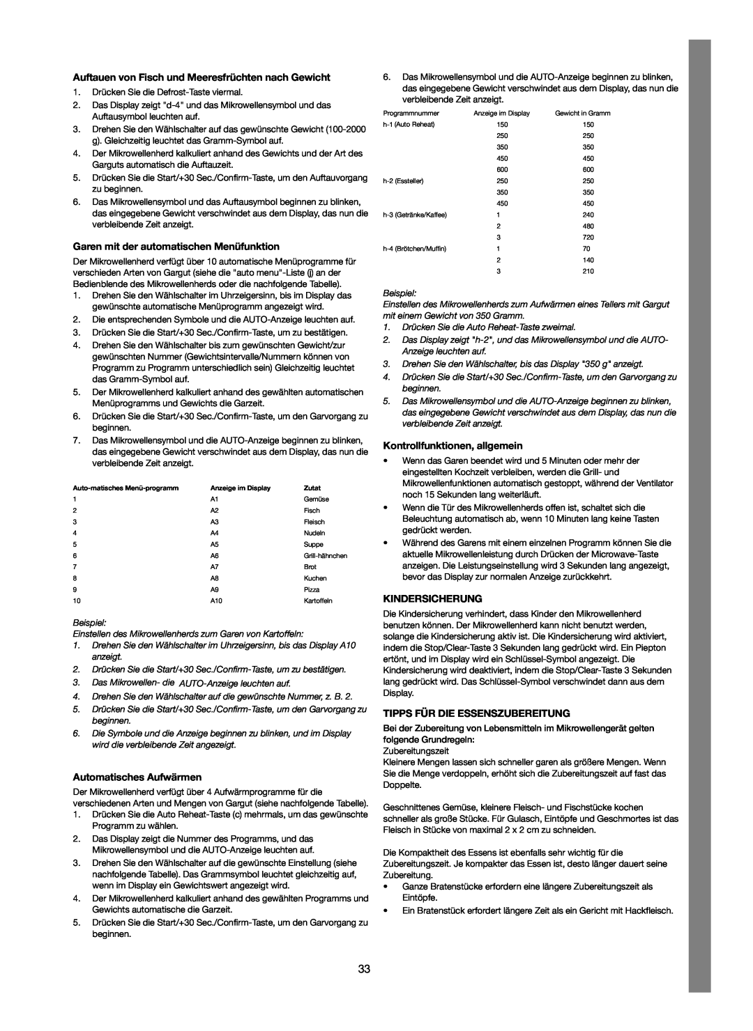 Melissa 753-123 manual Garen mit der automatischen Menüfunktion, Automatisches Aufwärmen, Kontrollfunktionen, allgemein 