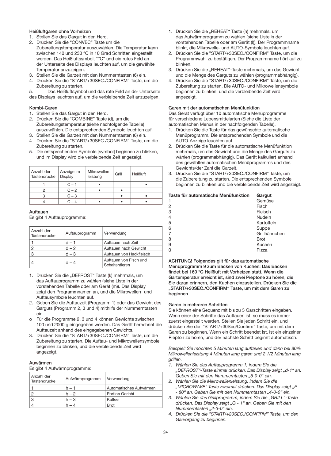 Melissa 753-125 manual Taste für automatische Menüfunktion Gargut 