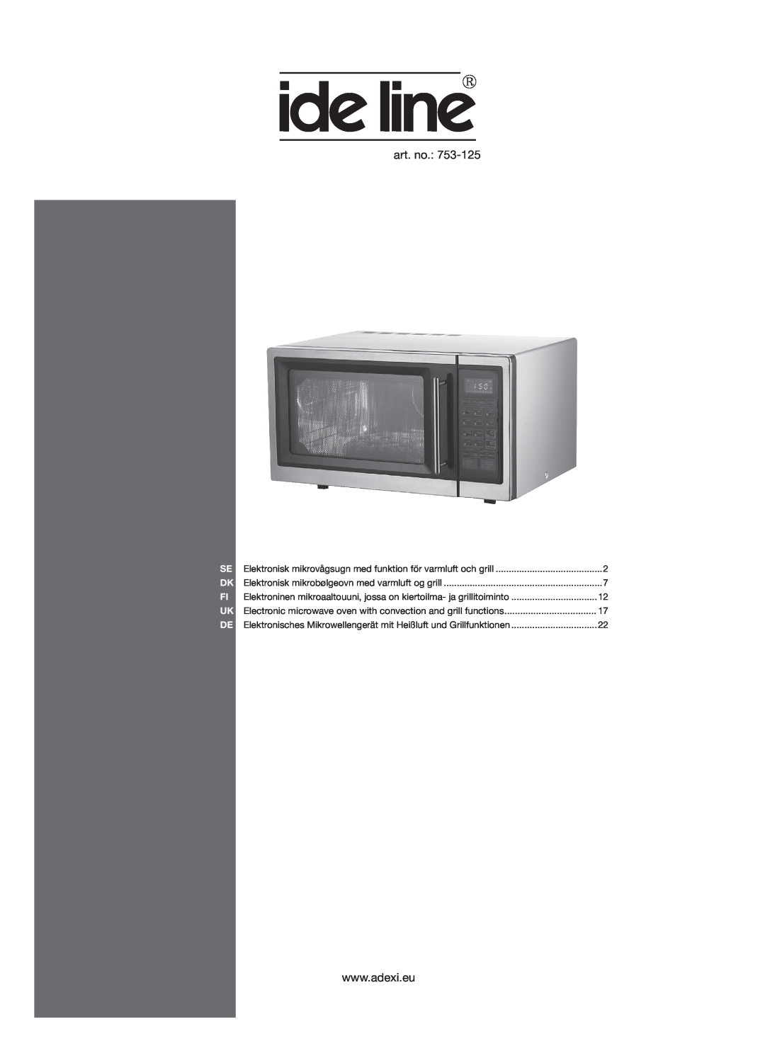 Melissa 753-125 manual art. no, Elektronisk mikrovågsugn med funktion för varmluft och grill 