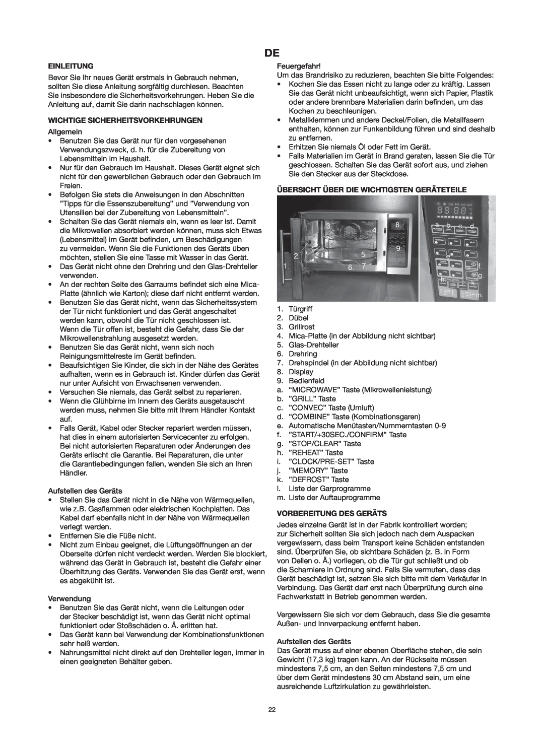 Melissa 753-125 manual Einleitung, Wichtige Sicherheitsvorkehrungen, Übersicht Über Die Wichtigsten Geräteteile 