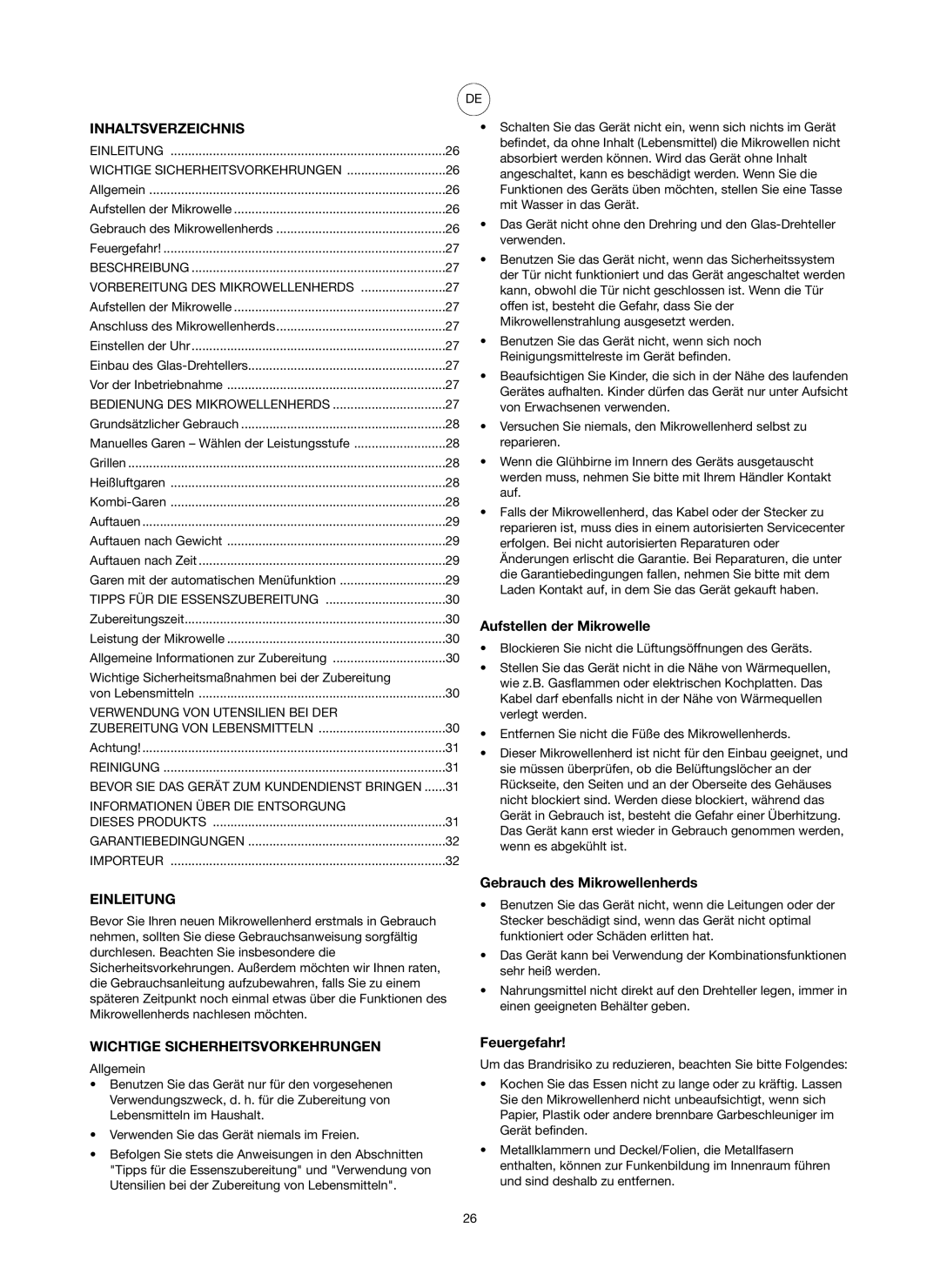 Melissa 753-130 manual Inhaltsverzeichnis, Einleitung, Wichtige Sicherheitsvorkehrungen 