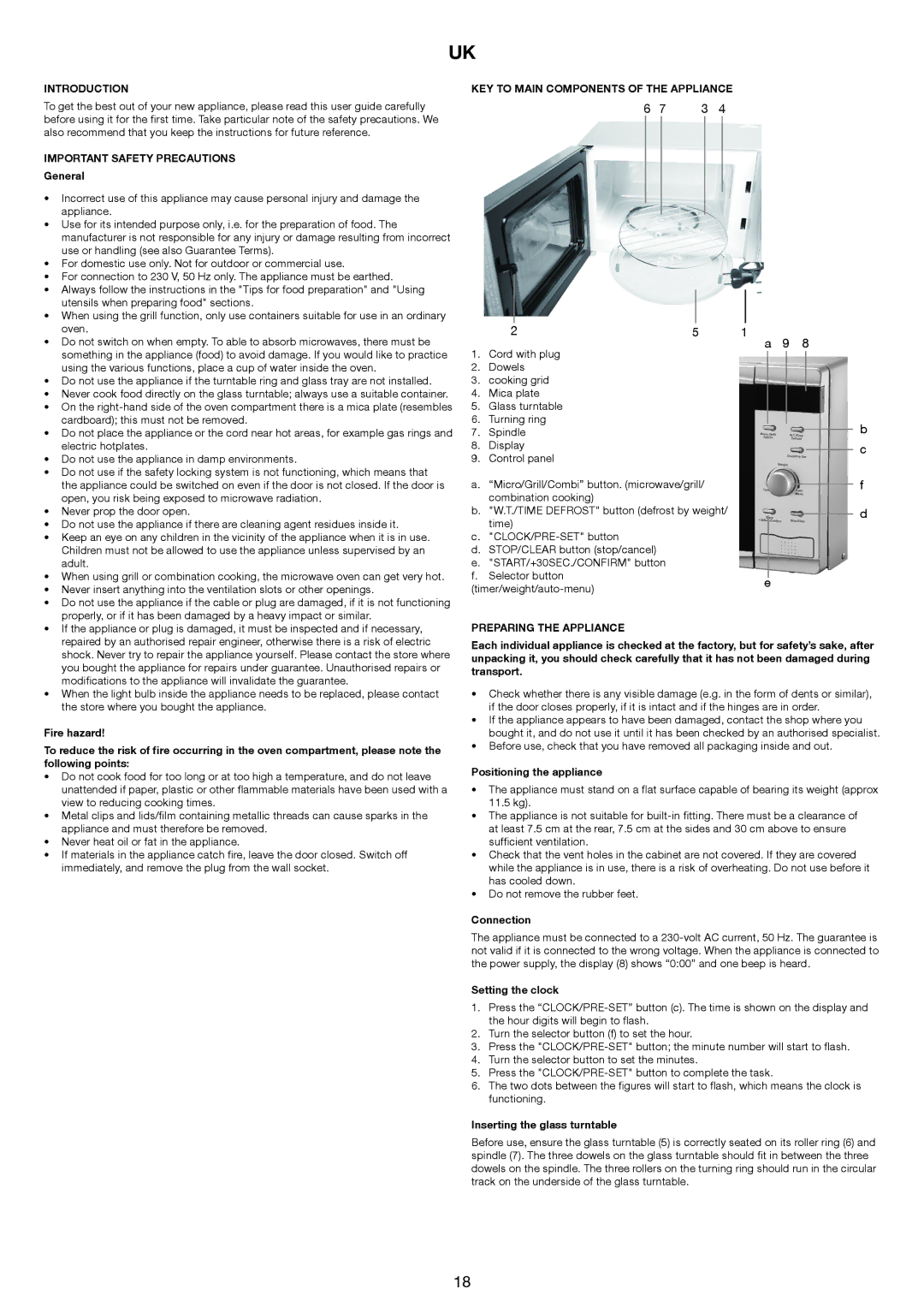 Melissa 753-134 manual Introduction, Important Safety Precautions, KEY to Main Components of the Appliance 