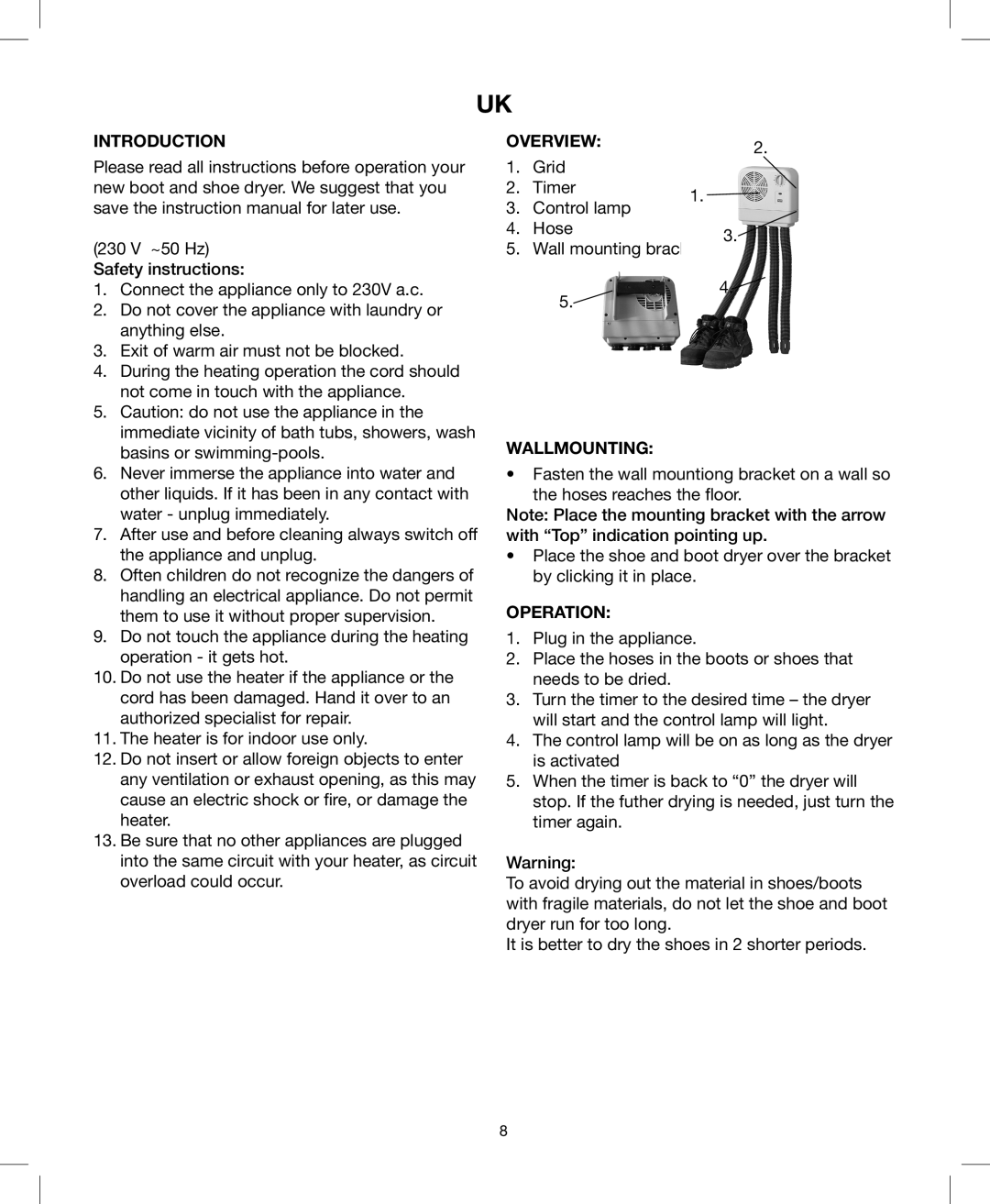 Melissa 770-052 manual Introduction, OVERVIEW2, Wallmounting, Operation 