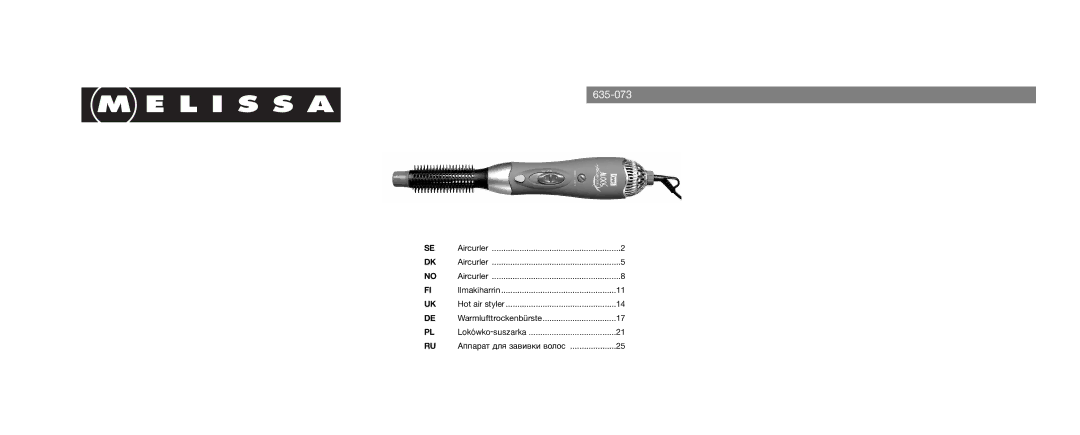 Melissa Air Curler manual 635-073 