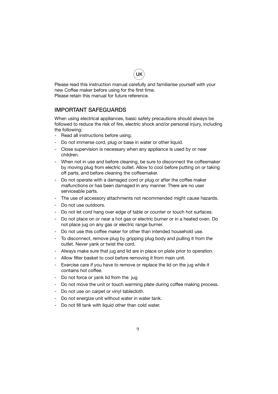 Melissa CM0801 manual Important Safeguards 