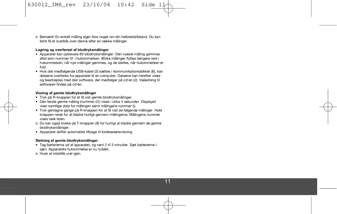 Melissa DVP3980 manual Lagring og overførsel af blodtryksmålinger, Visning af gemte blodtryksmålinger 