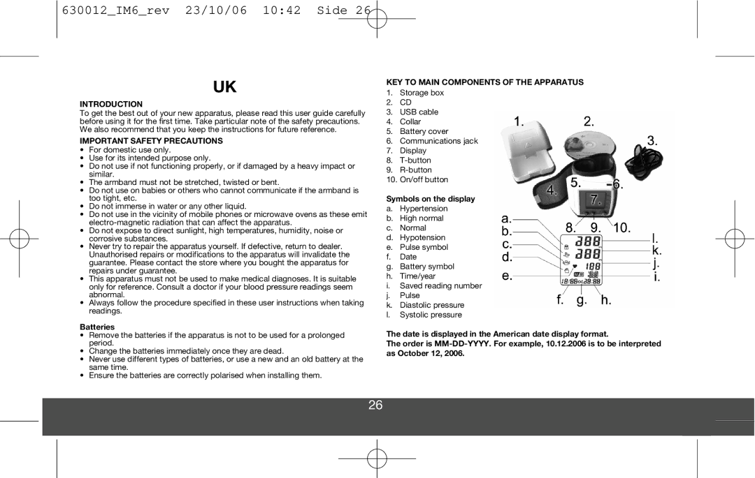 Melissa DVP3980 manual Introduction, Important Safety Precautions, Batteries, KEY to Main Components of the Apparatus 