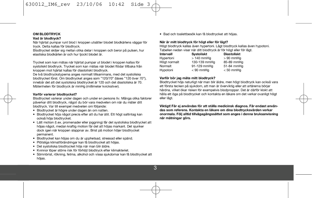 Melissa DVP3980 manual OM Blodtryck 