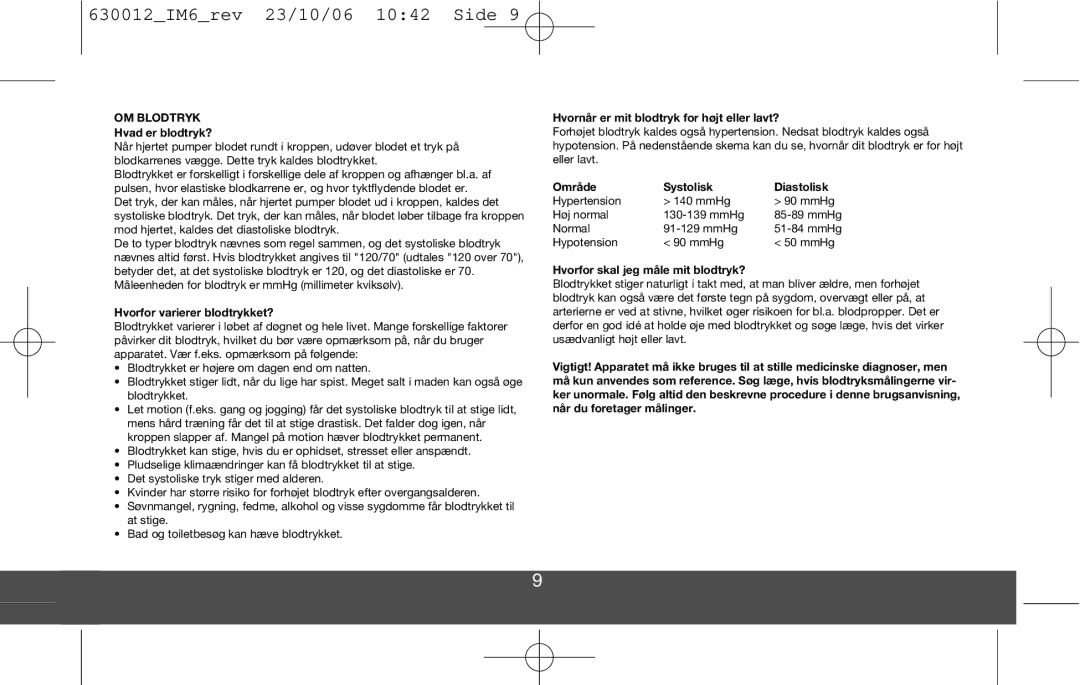 Melissa DVP3980 manual OM Blodtryk 