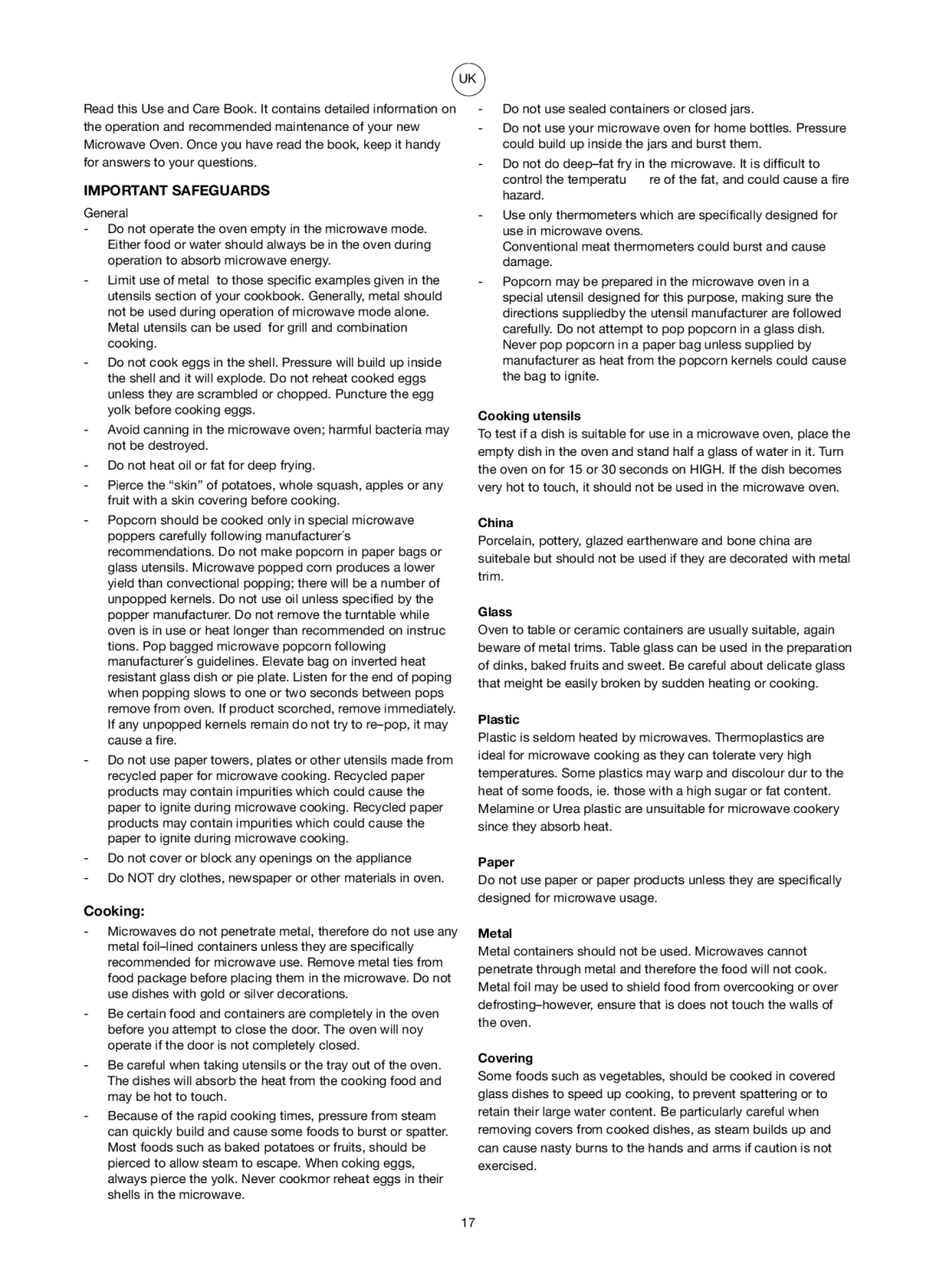 Melissa ED8525S-F manual Important Safeguards, Cooking 