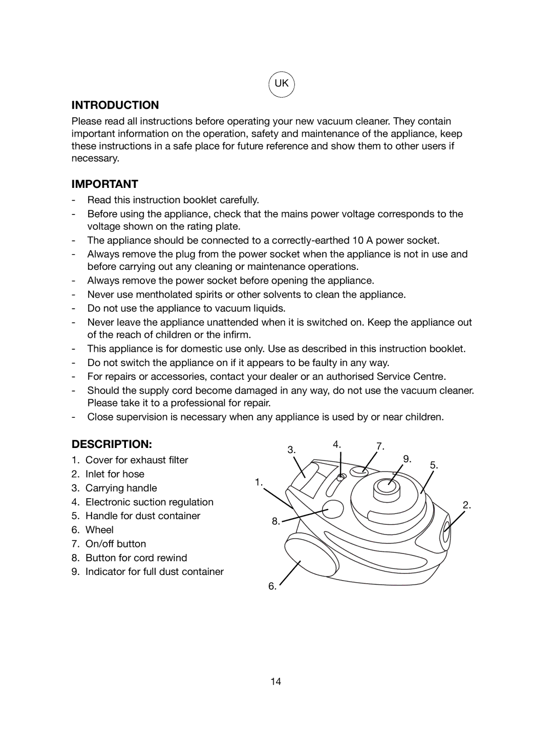 Melissa VC-340 manual Introduction, Description 